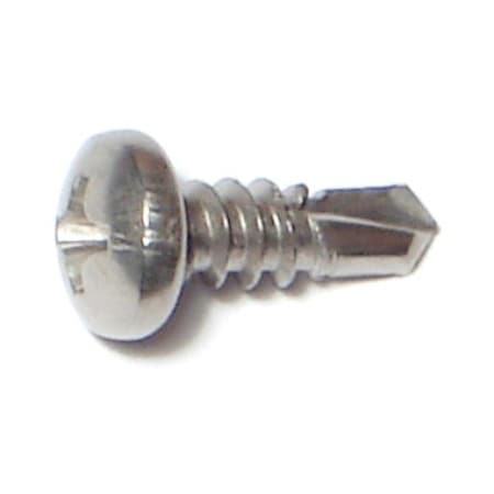 Midwest Fastener Self-Drilling Screw, #8 x 1/2 in, Zinc Plated Stainless Steel Pan Head Phillips Drive, 100 PK 09832